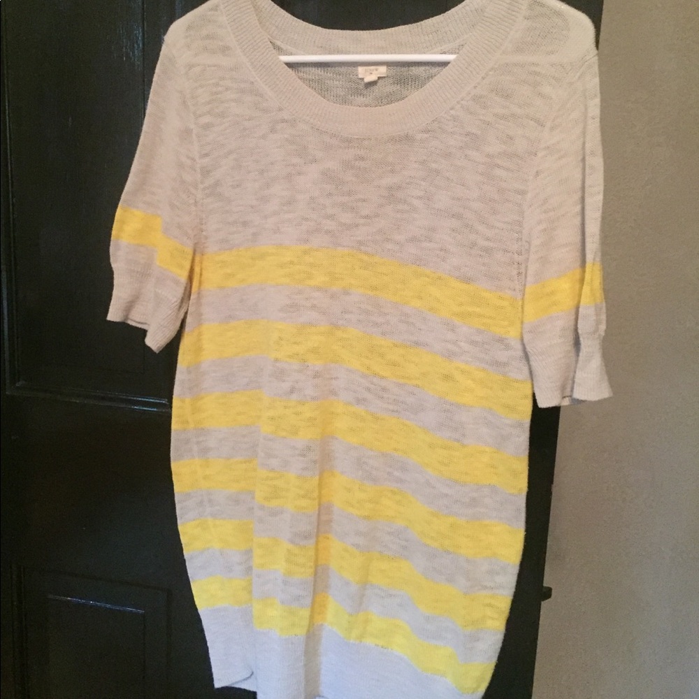 J Crew Neon Yellow and Light Gray Sweater